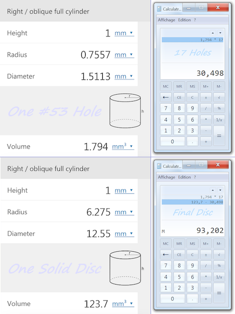 Hole & Disc Volume Calculation