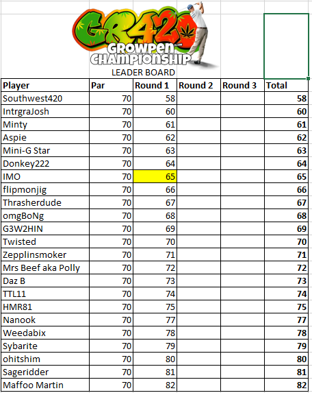 rOUND 1 LEADER BOARD