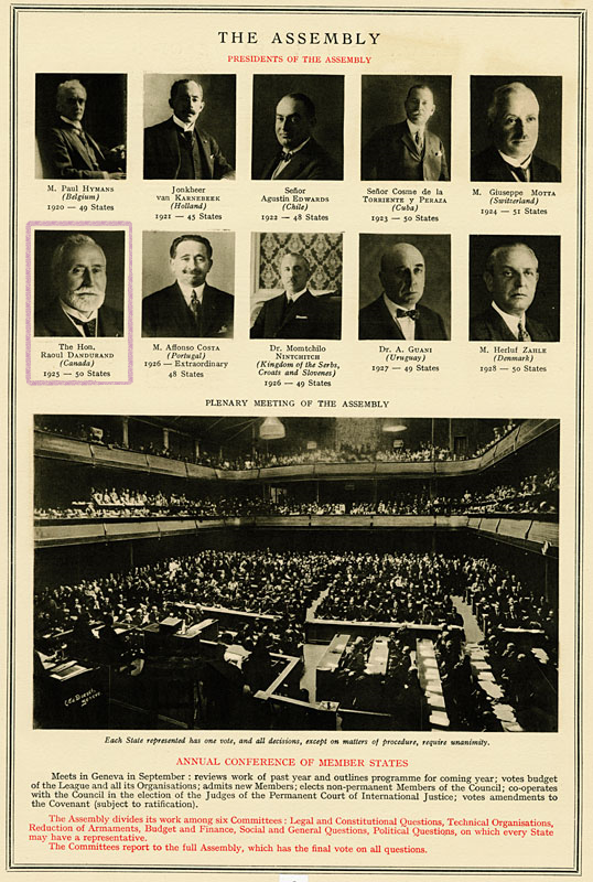 Société des (League of) Nations - Sen. Raoul Dandurand - Presidents of The Assembly - 1925